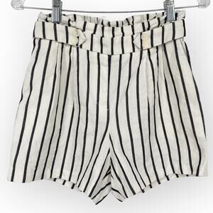EXPRESS Extreme High Rise Striped Linen Blend Shorts Size XS Coastal Beach Chic
